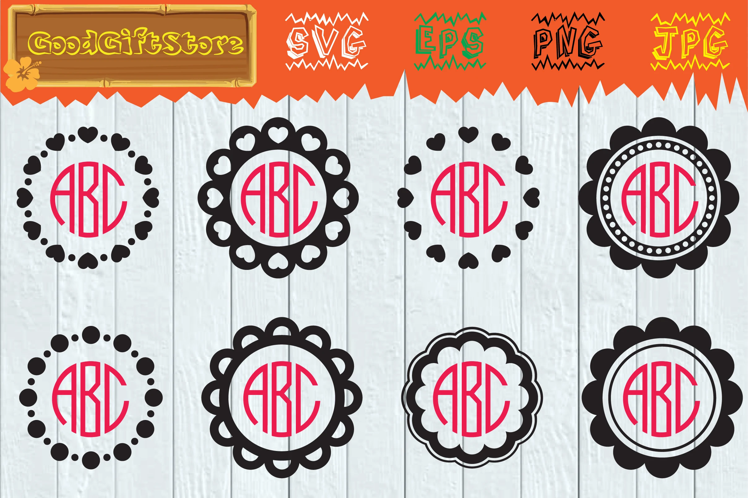 Circle Monogram Frame featuring monogram frames and circular frames