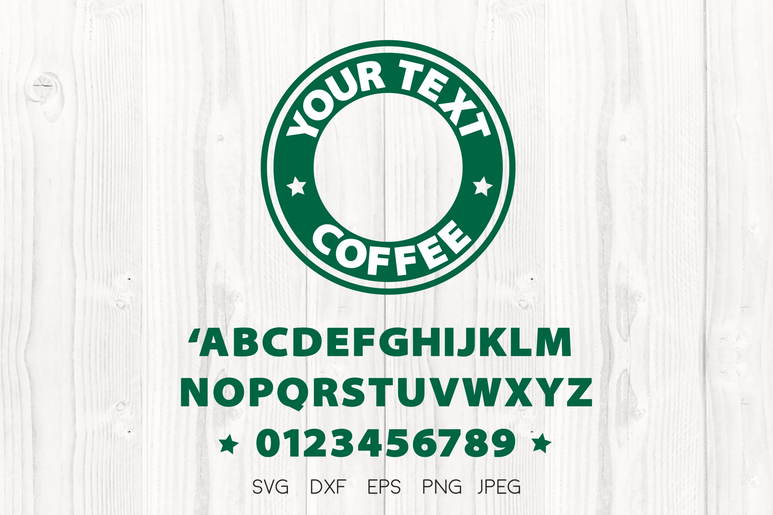 Coffee Svg, Circle Monogram Frame featuring circular emblem and stars