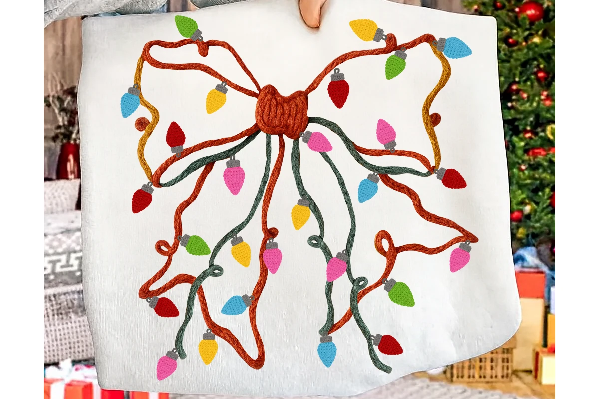 Crochet Christmas Lights PNG preview showing Christmas motifs with composition