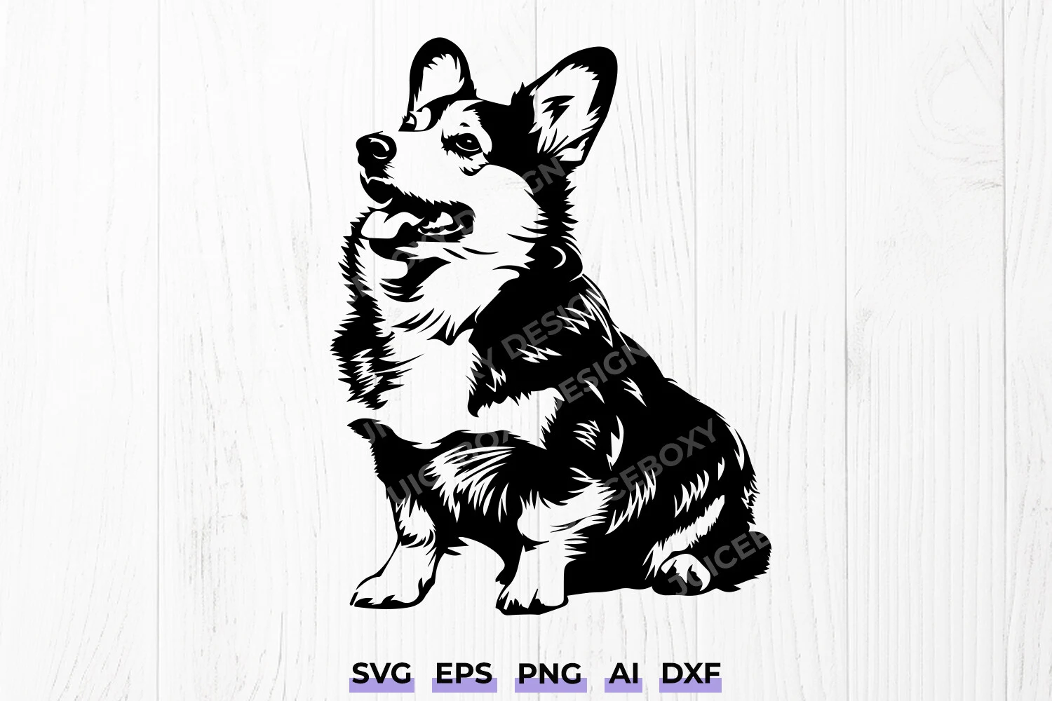 Cute Welsh Corgi Dog Silhouette SVG featuring Corgi dog and seated posture