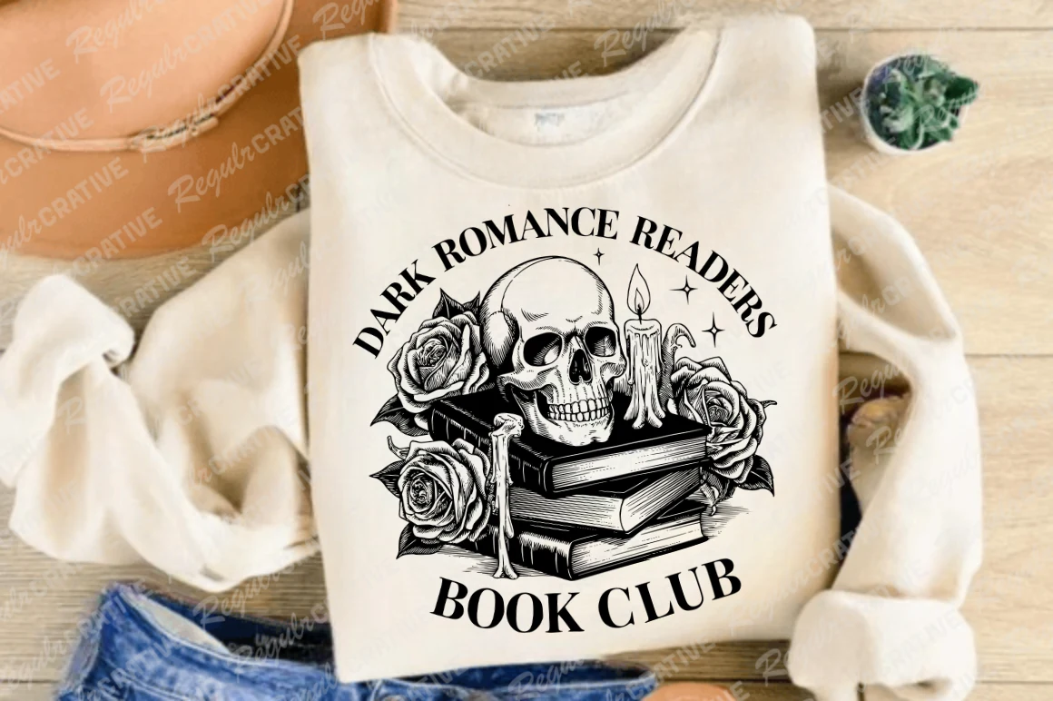 Dark Romance Book Club SVG PNG, Book SVG preview showing SVG design with silhouette