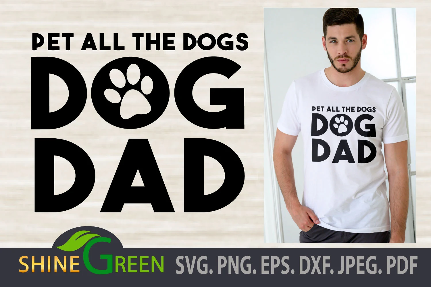 Dog Dad with Paw for Pet Lovers, Men SVG design preview