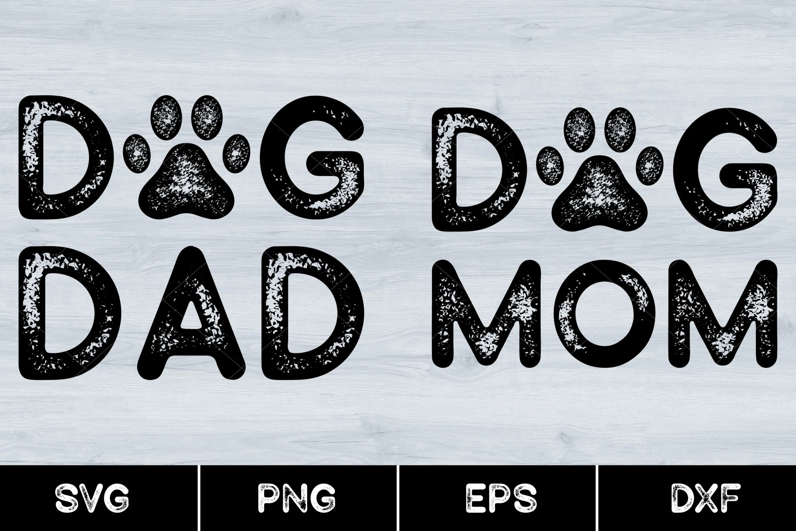Dog Mom, Dog Dad, Vintage Design, Svg featuring paw print and lettering