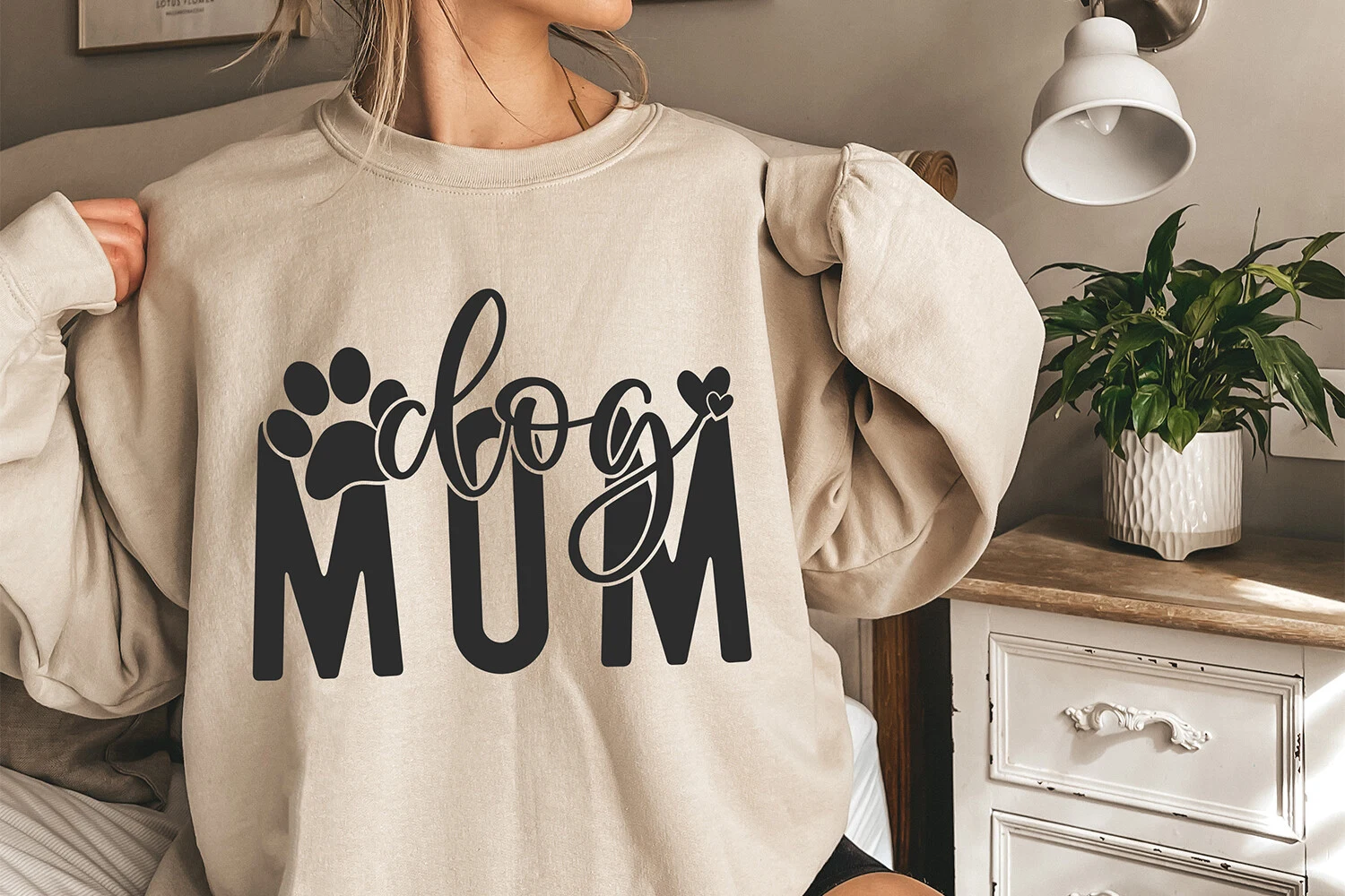Dog Mom SVG, Dog Mama SVG, Dog Lover SVG featuring dog paw print and heart