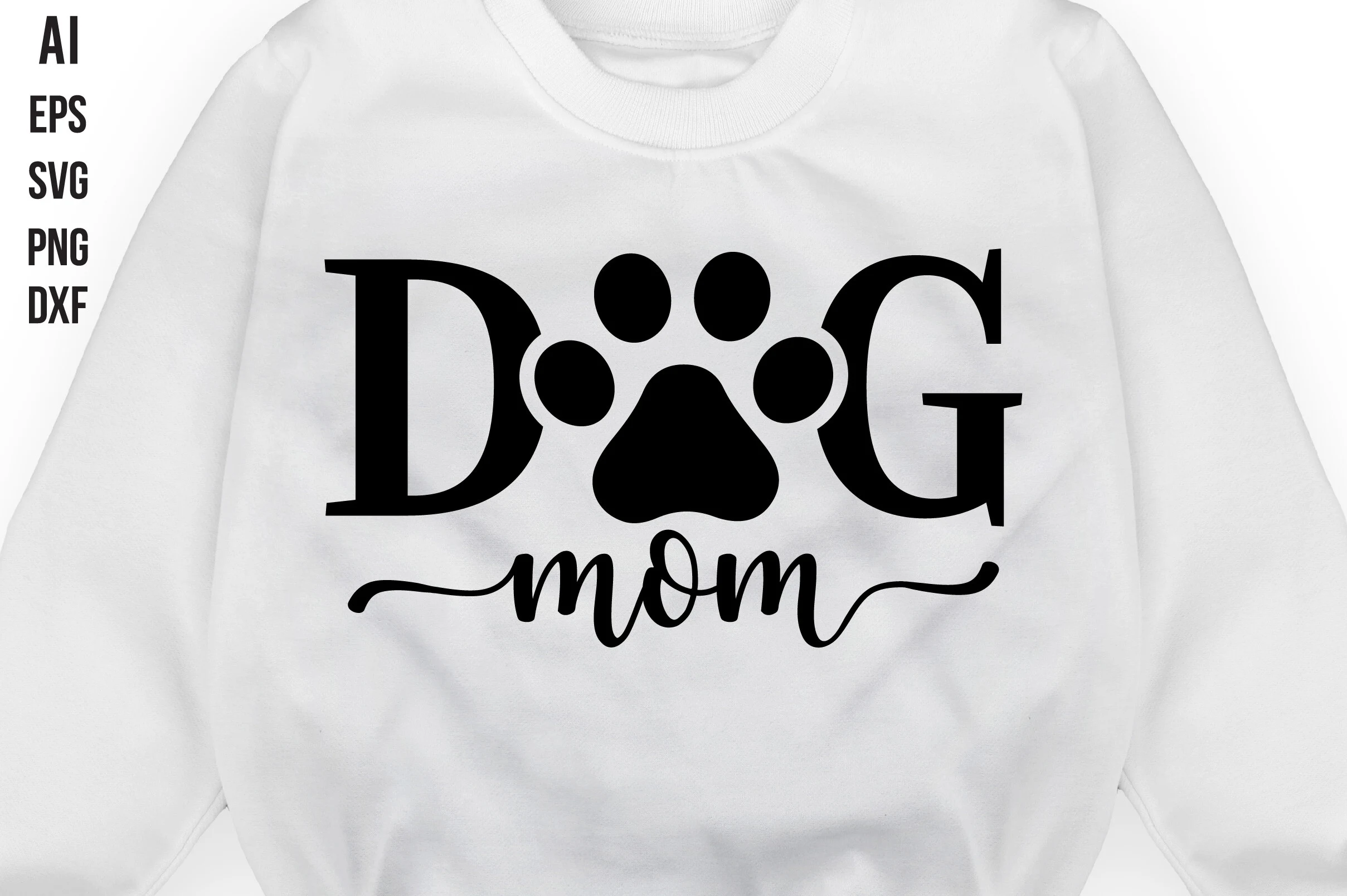 Dog Mom Svg featuring dog paw print and paw pad