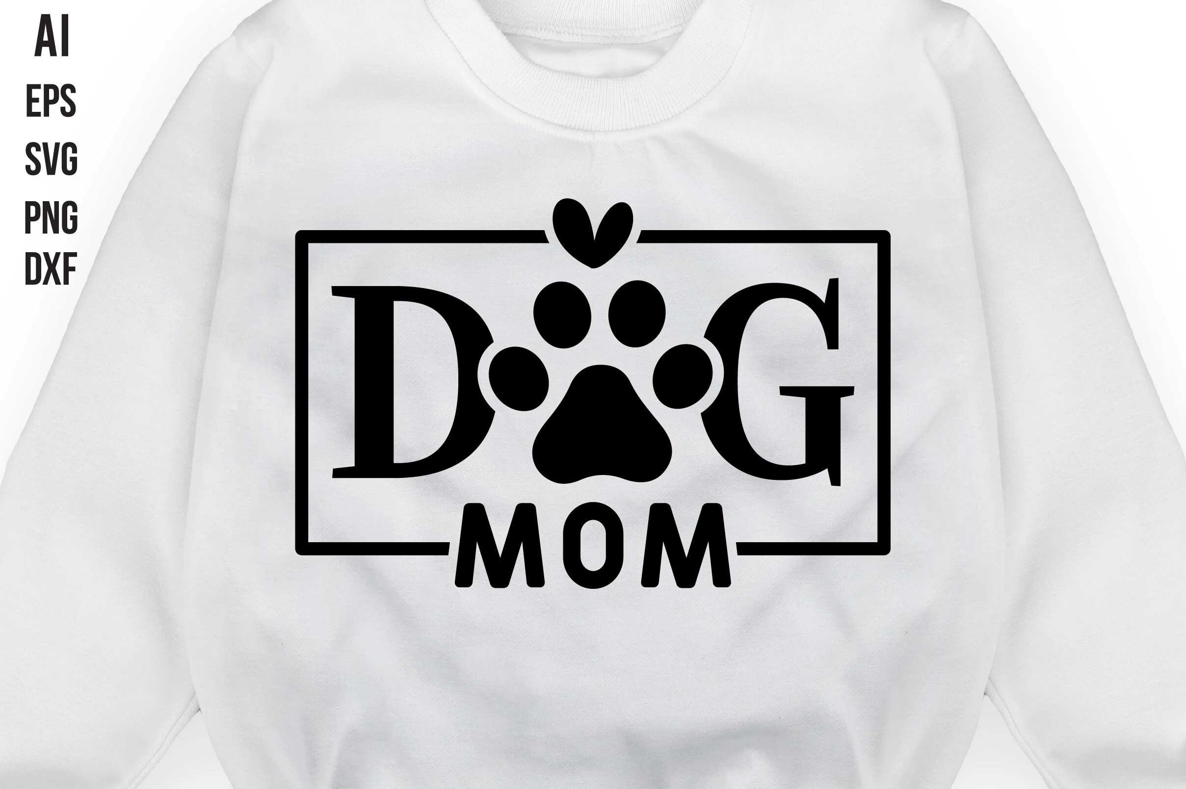 Dog Mom Svg featuring paw print and heart