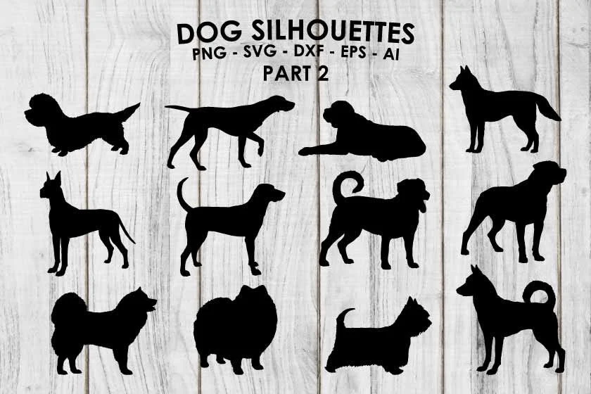 Dog Silhouettes SVG - Dog Vector & PNG featuring dog and canine
