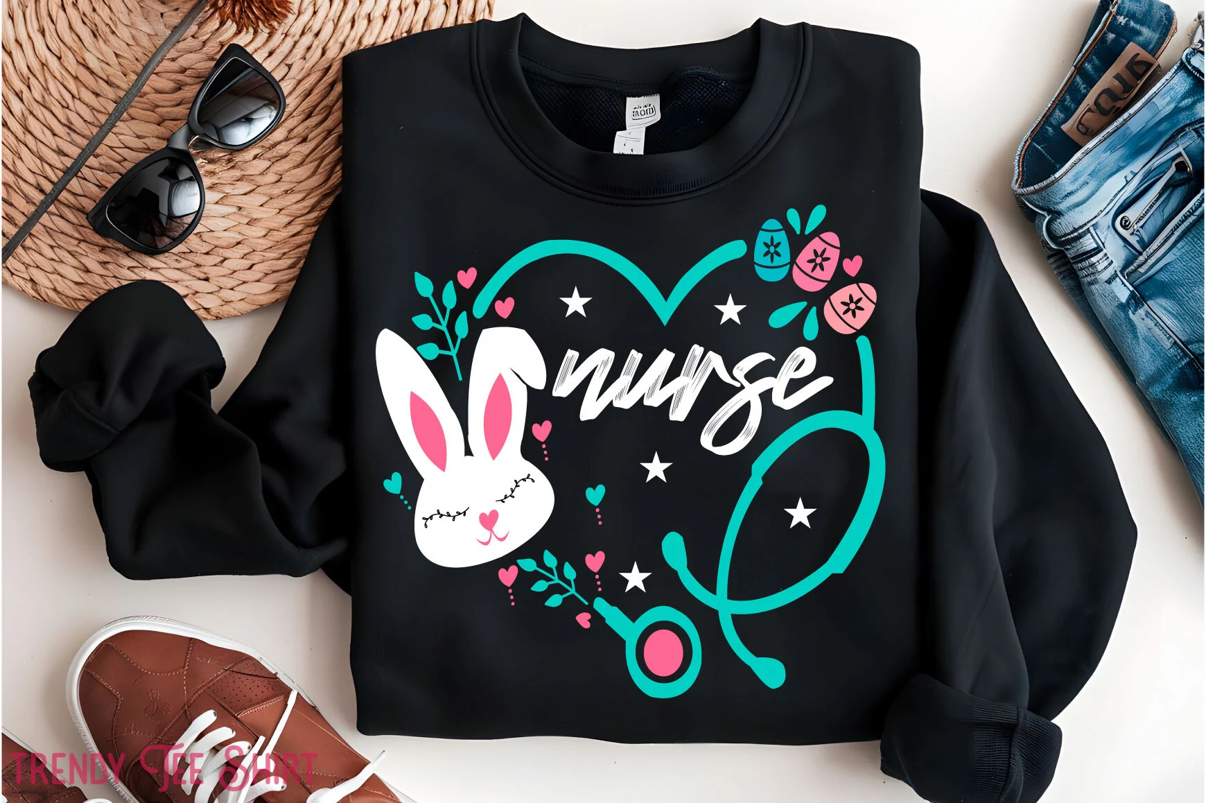 Easter Nurse,Heart Bunny Shirt Png,svg SVG design preview