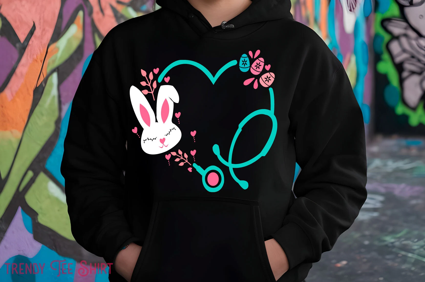 Easter Nurse,Heart Bunny Shirt Png,svg featuring Easter bunny and stethoscope