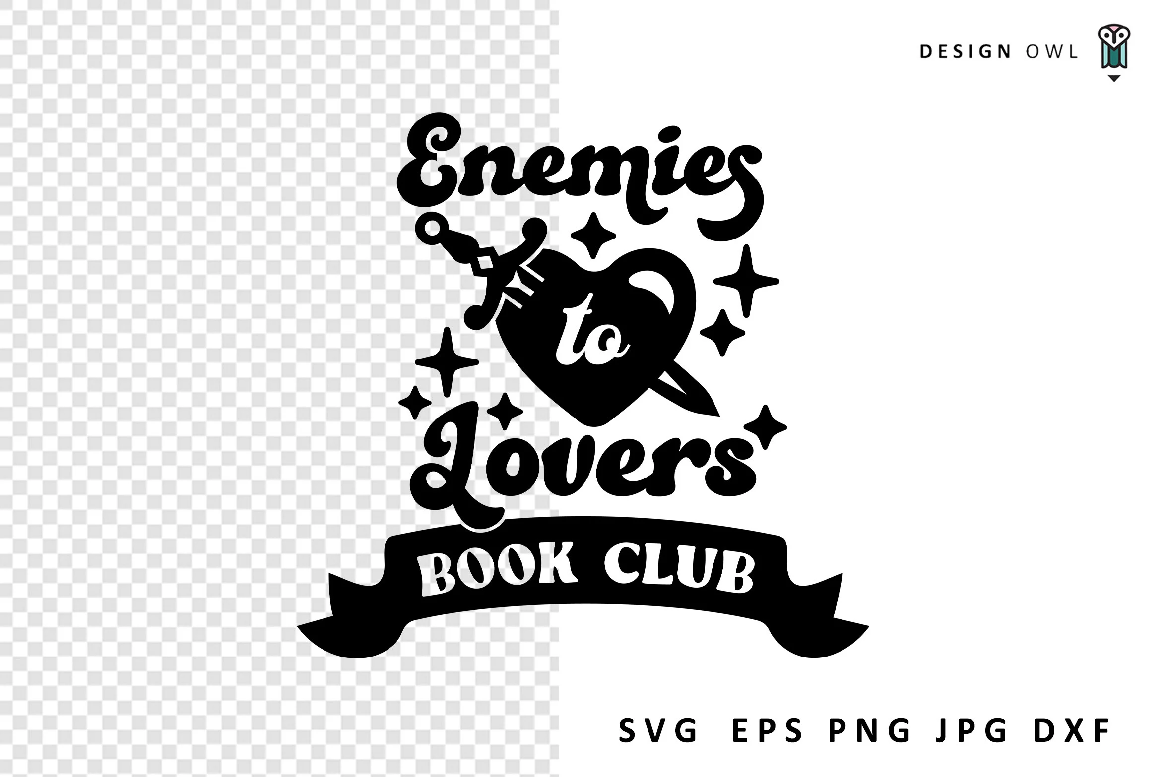 Enemies to Lovers - Book Club SVG featuring heart and dagger