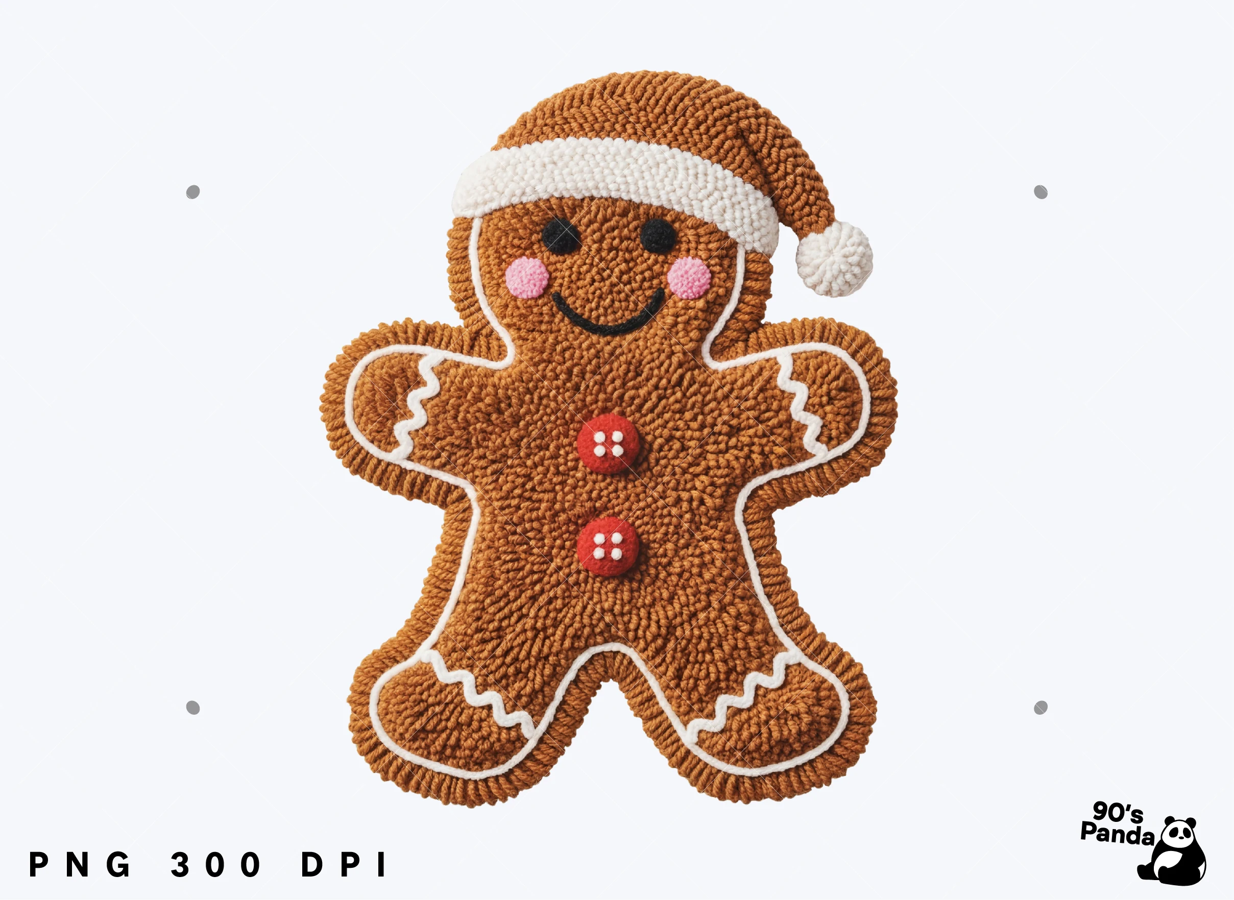 Faux Yarn Christmas Gingerbread Man Png preview showing Christmas motifs with composition