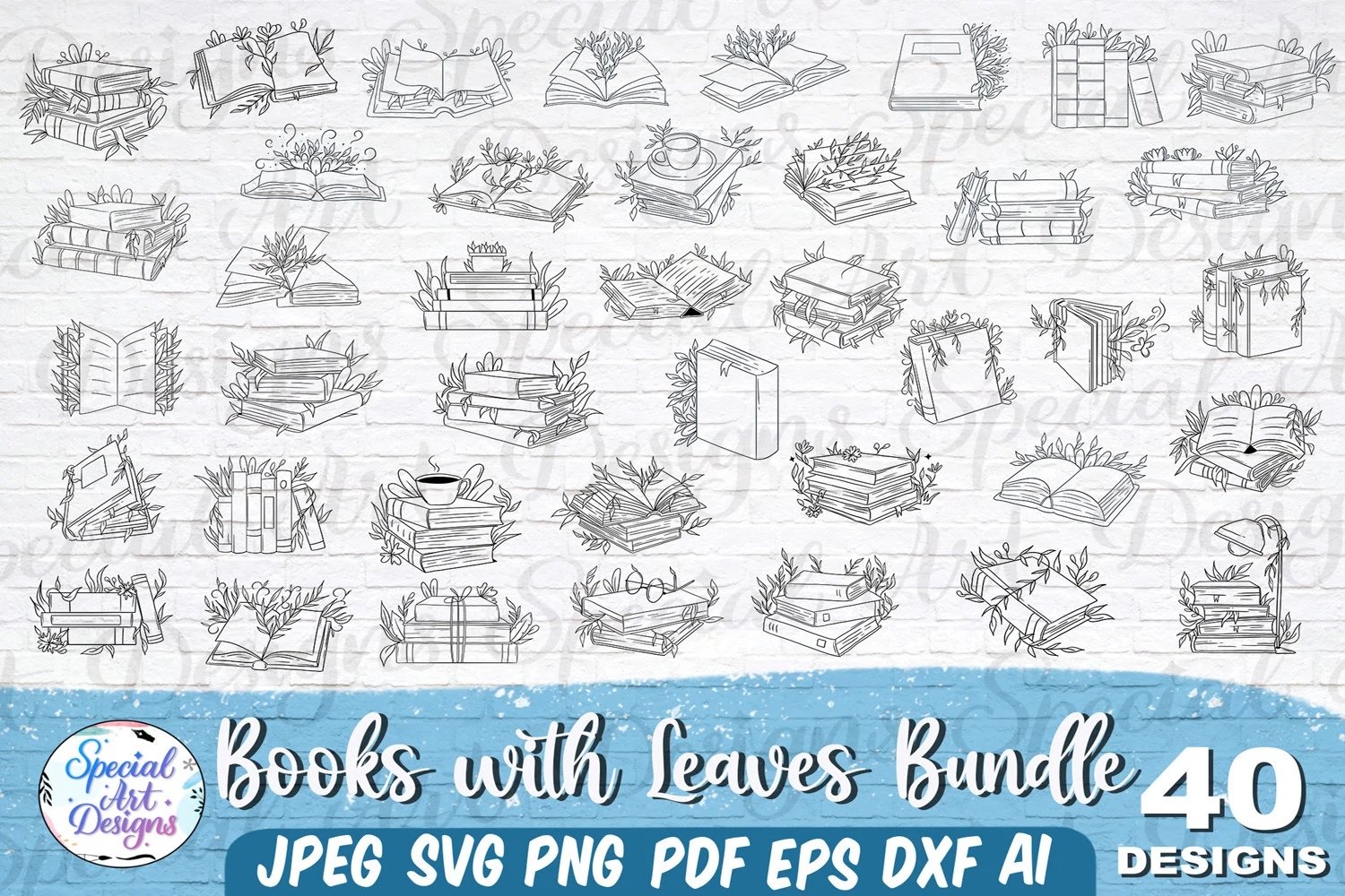 Floral Book Svg | Book with Flower Svg featuring books and leaves