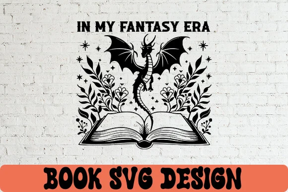 Floral Books Svg, Bookshelf Svg, Just on featuring dragon and open book