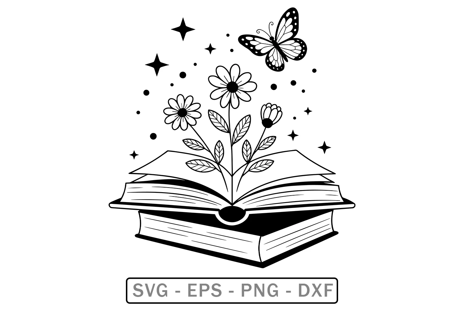 Floral Magic Book SVG Design featuring books and flowers