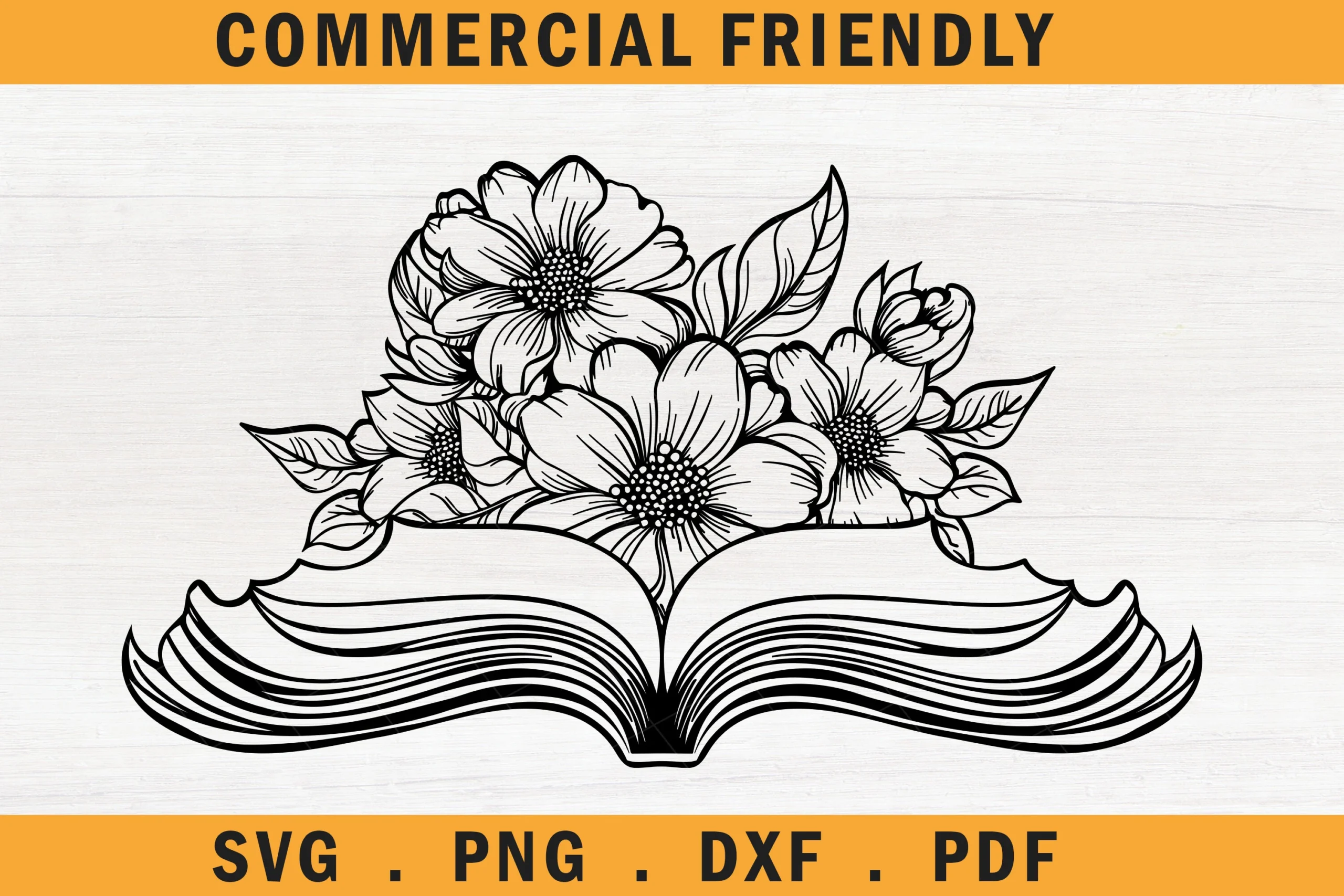 Floral Open Book Svg,Book Lover Floral featuring open book and flowers