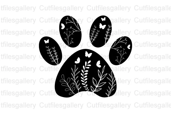 Floral Paw Print SVG, Paw SVG, Paw PNG featuring paw print and floral
