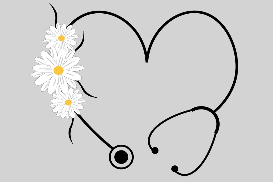 Floral Stethoscope SVG, Flower Daisy featuring stethoscope and daisy flowers
