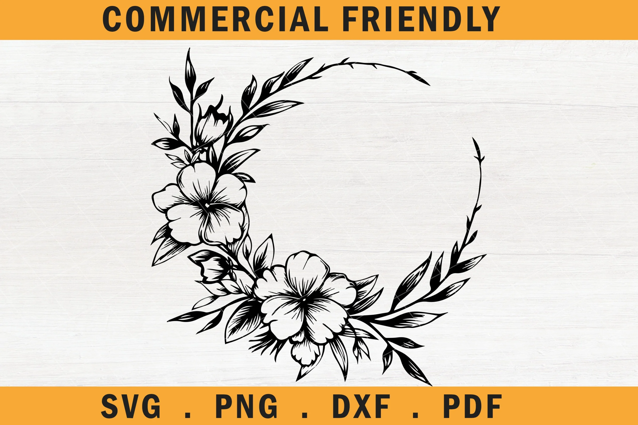 Floral Wreath Monogram SVG,flower Wreath featuring flowers and leaves