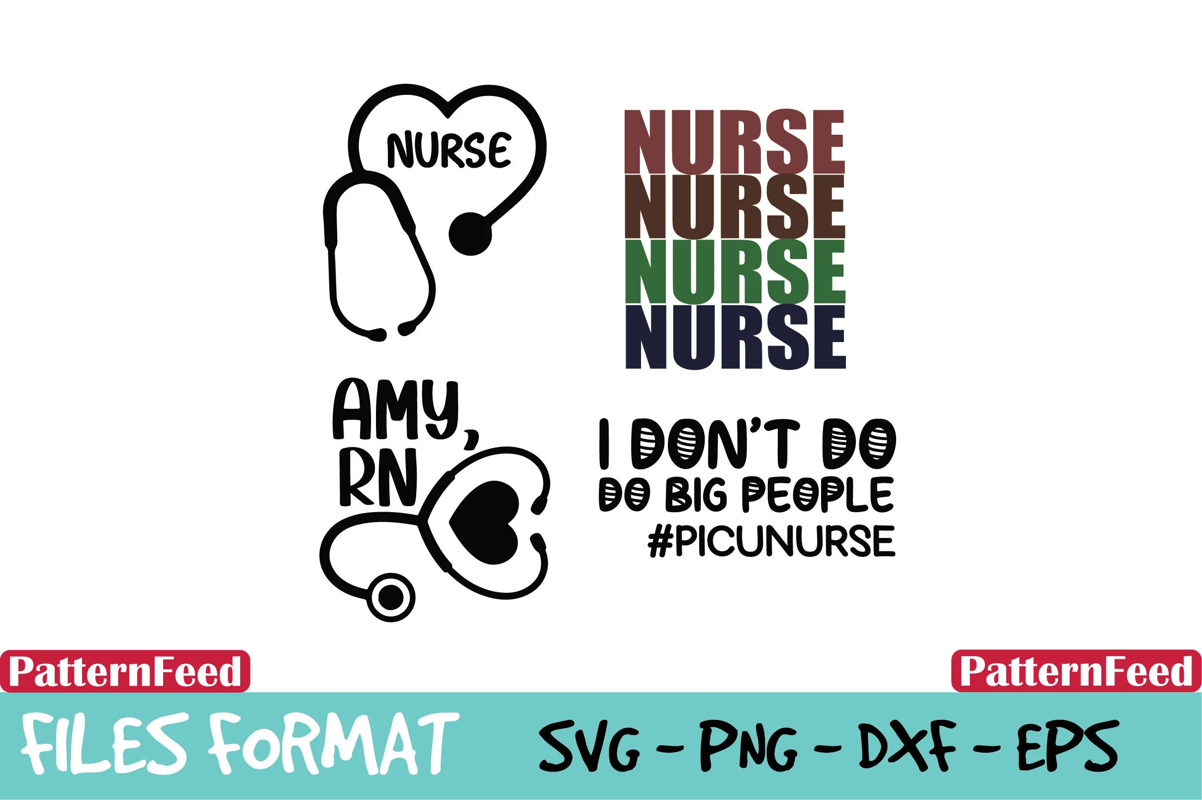 Free Funny Nurse Design Bundle featuring stethoscopes and hearts
