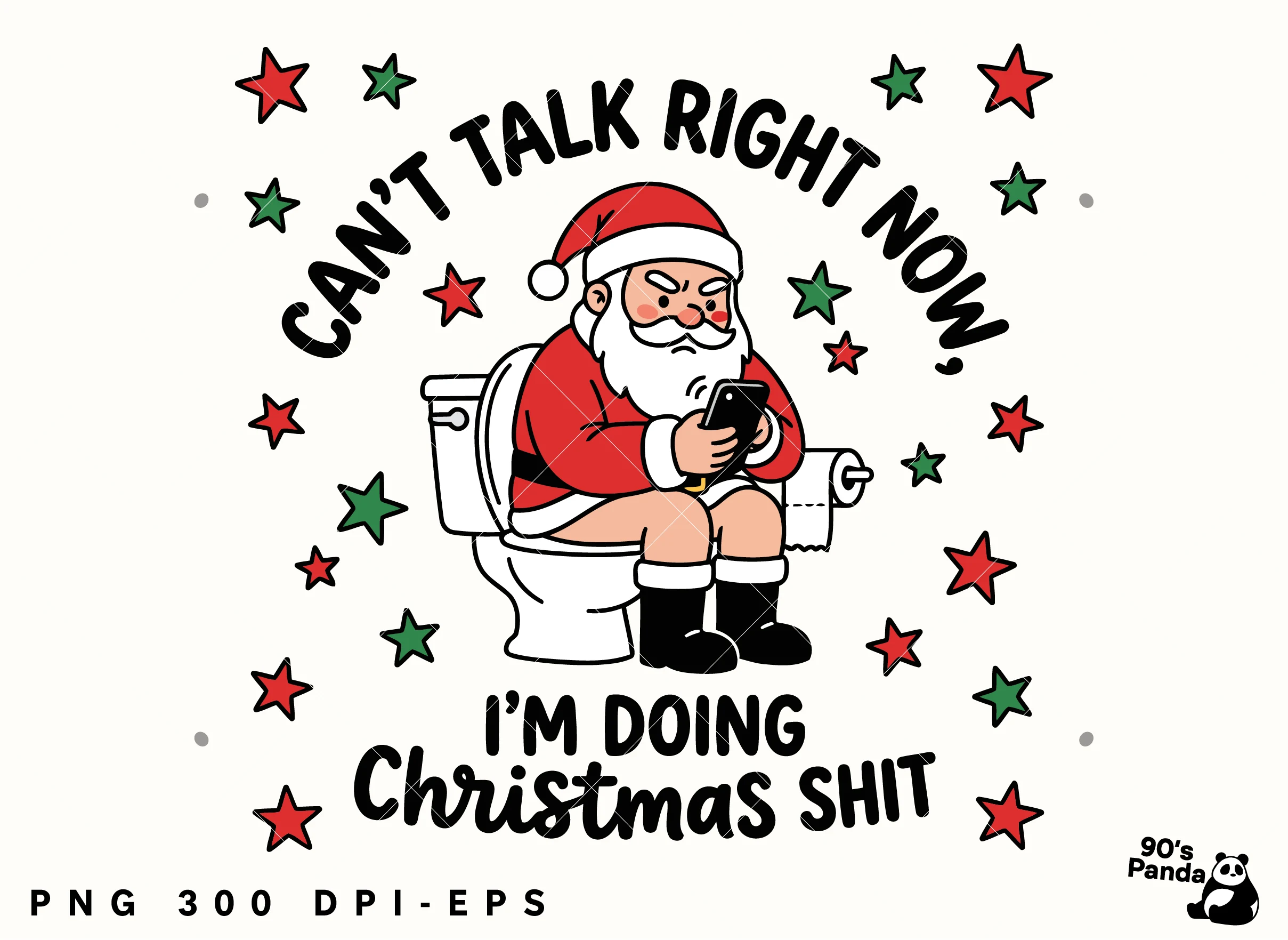 Funny Christmas Santa Png Eps preview showing Christmas motifs with composition