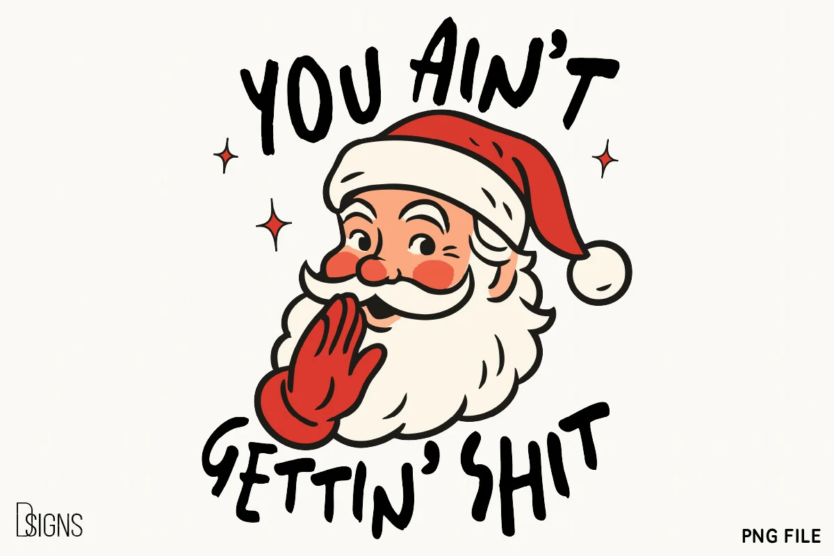 Funny Christmas Sarcastic Santa Png preview showing Christmas motifs with composition