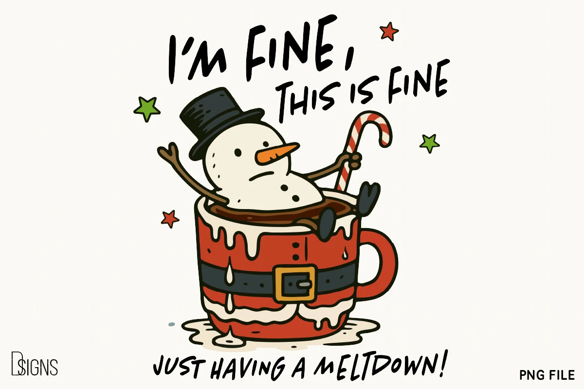 Funny Christmas Sarcastic Snowman Png preview showing Christmas motifs with composition