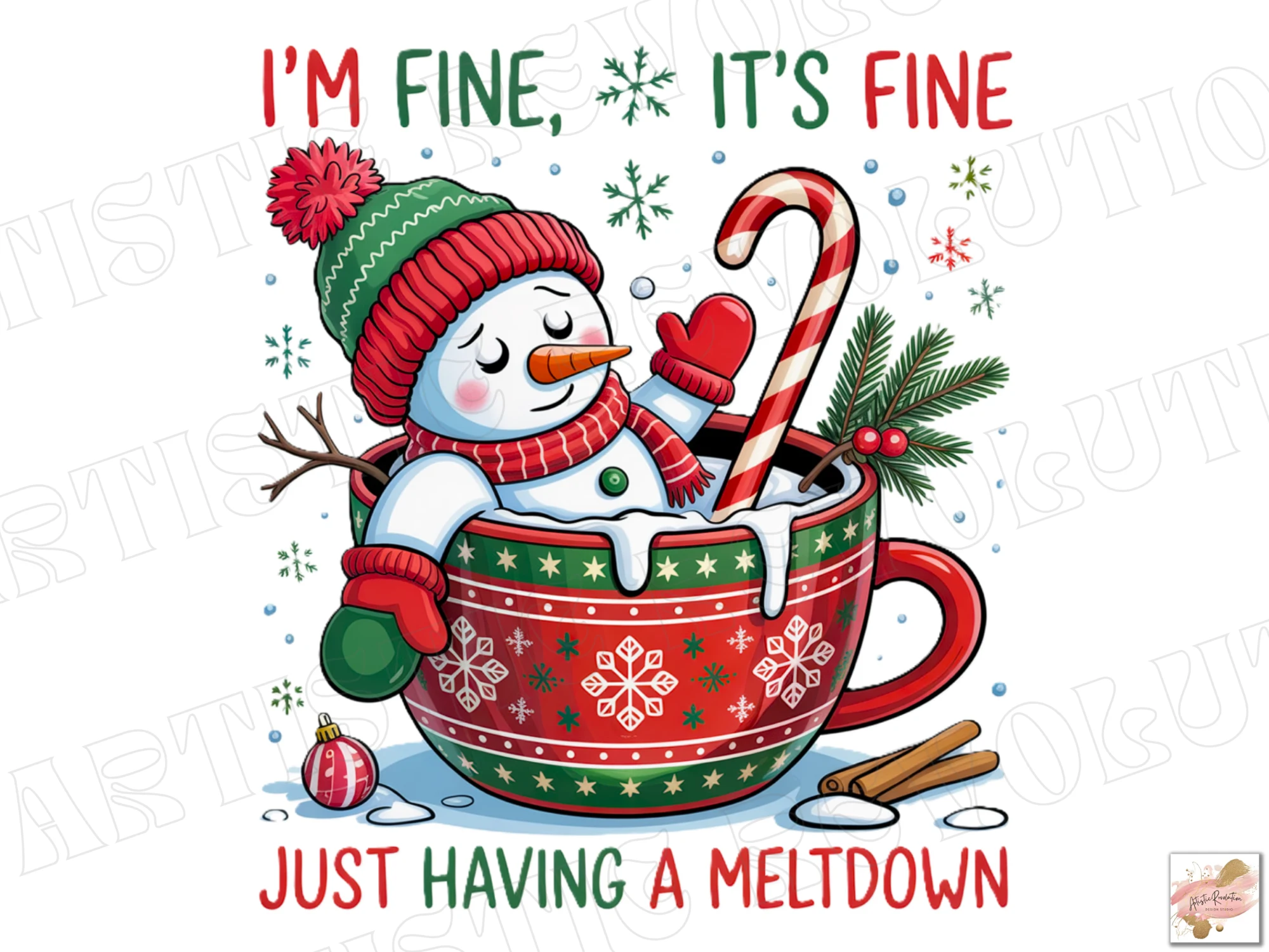 Funny Cute Snowman Png Christmas PNG preview showing Christmas motifs with friendly character styling