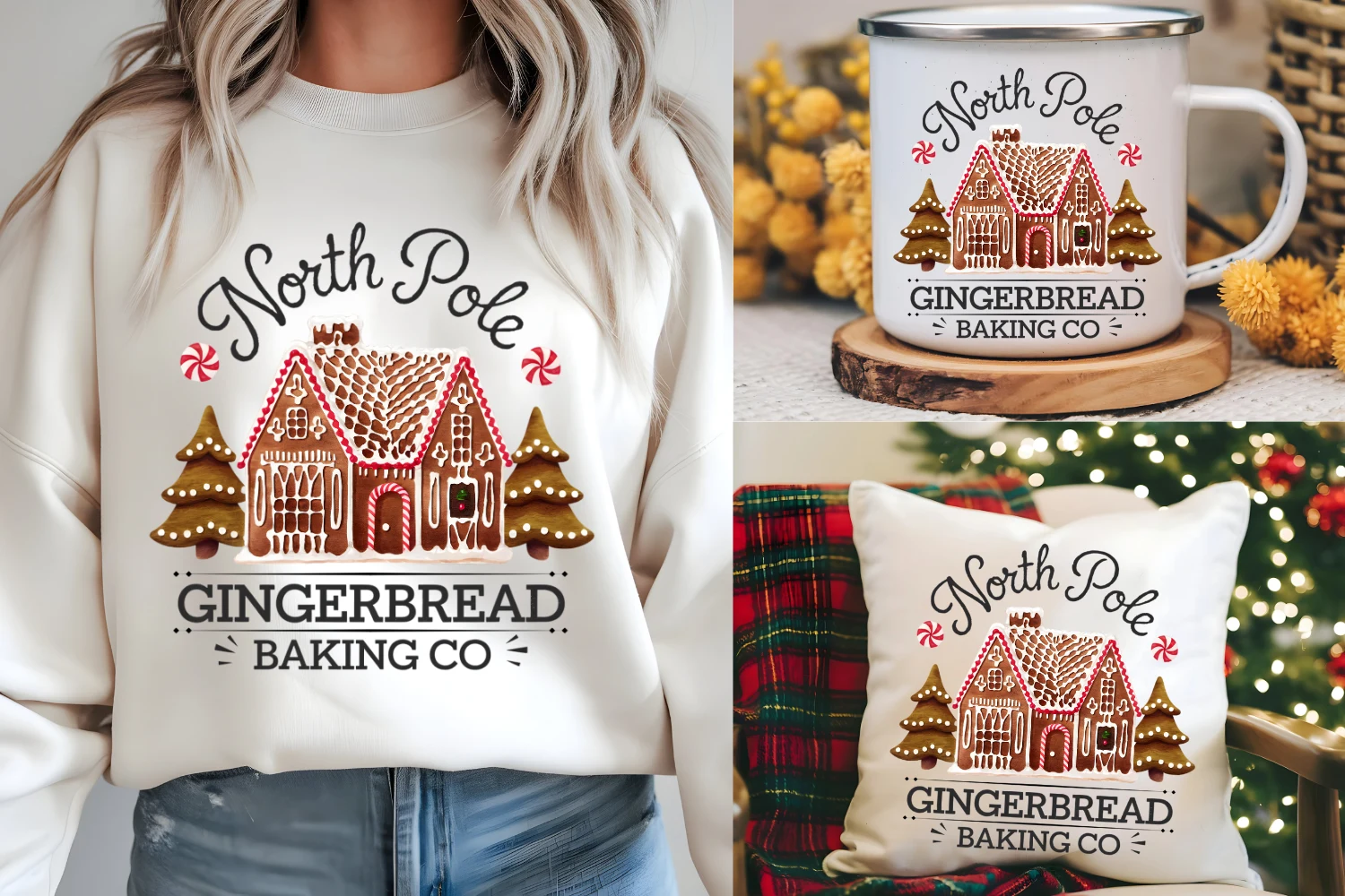Gingerbread PNG, North Pole Gingerbread preview showing clipart design with composition