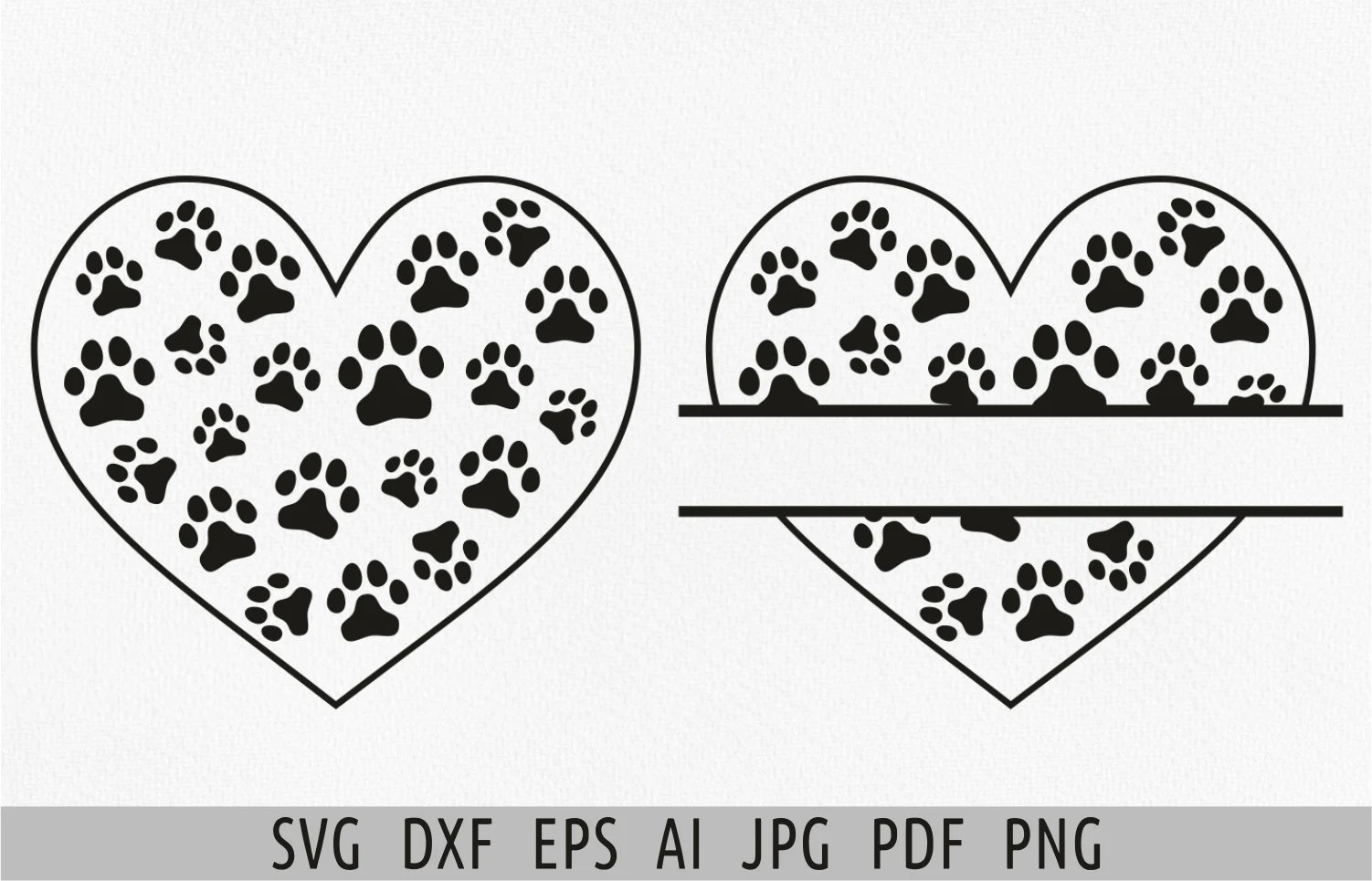 Heart Paw Svg Dog Paw Print Svg Cat Paw featuring heart and paw print