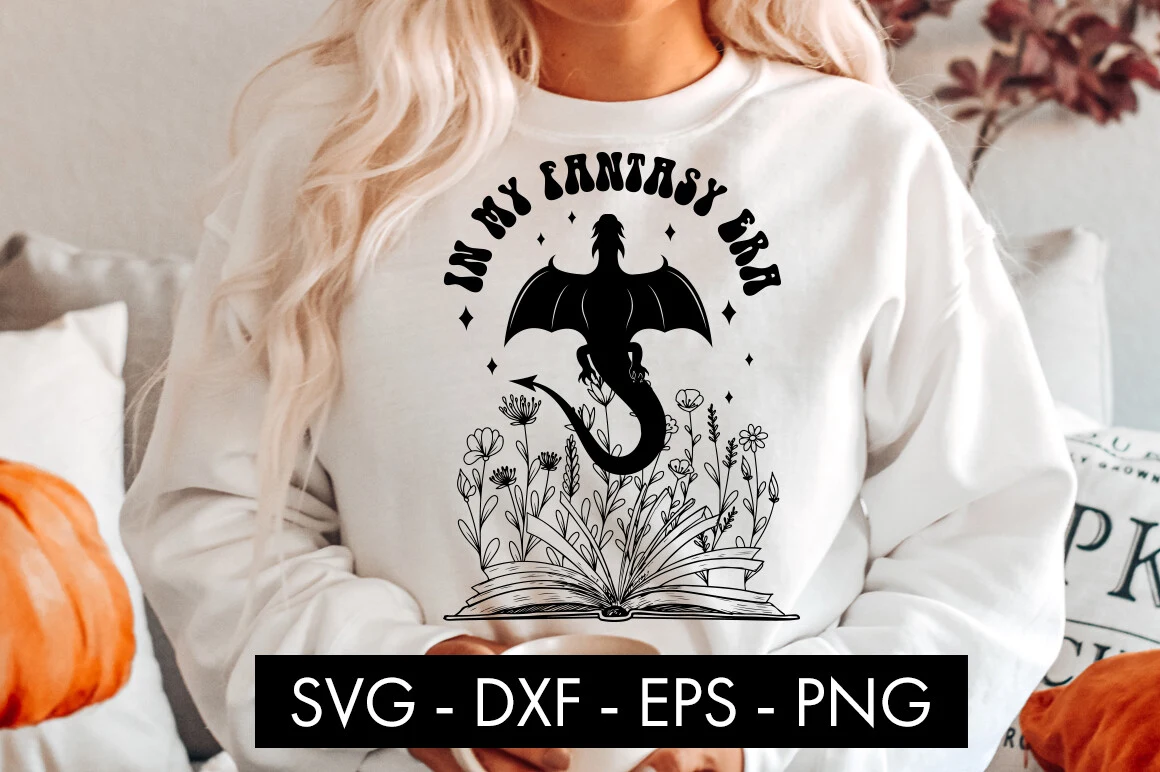 In My Fantasy Era Book Club SVG PNG featuring dragon and open book