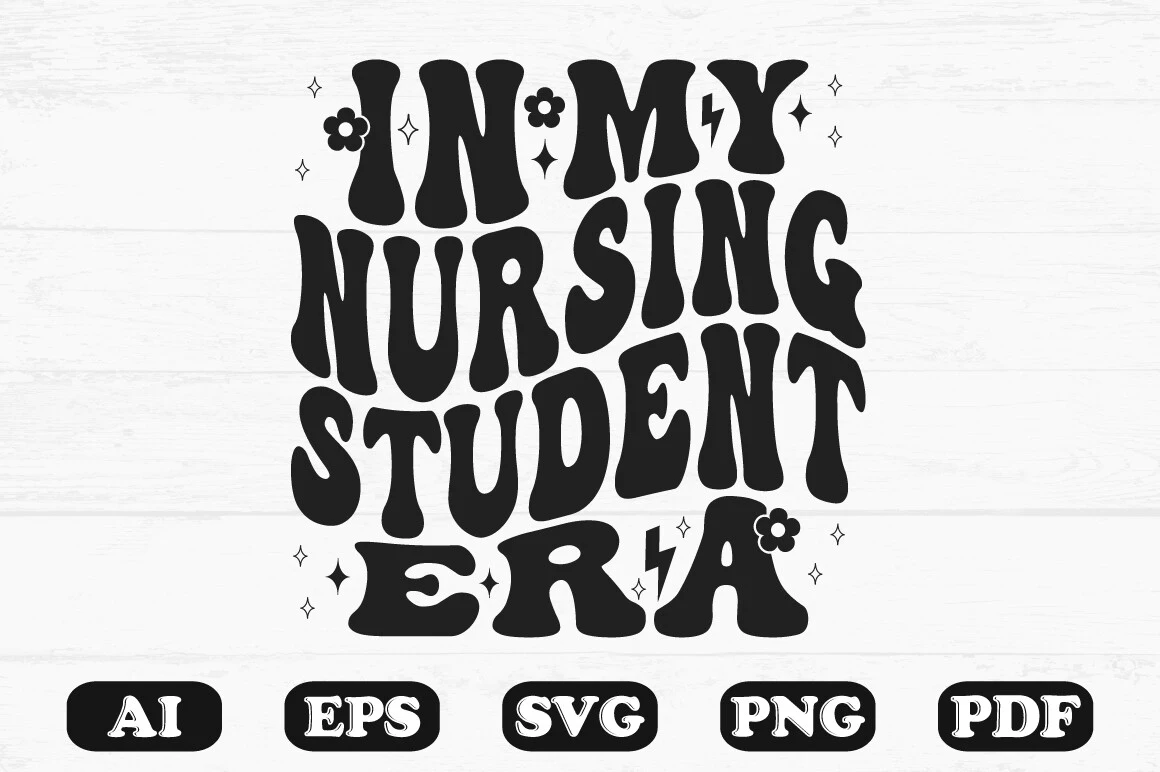 In My Nursing Student Era Retro SVG featuring lettering and flowers