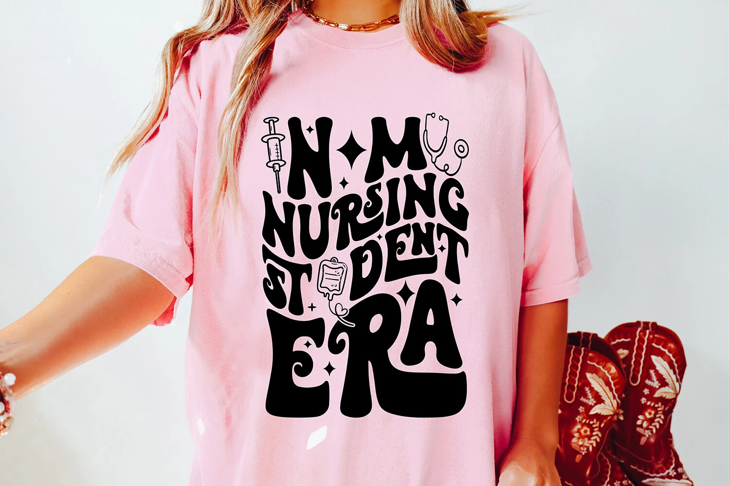 In My Nursing Student Era SVG featuring syringe and stethoscope