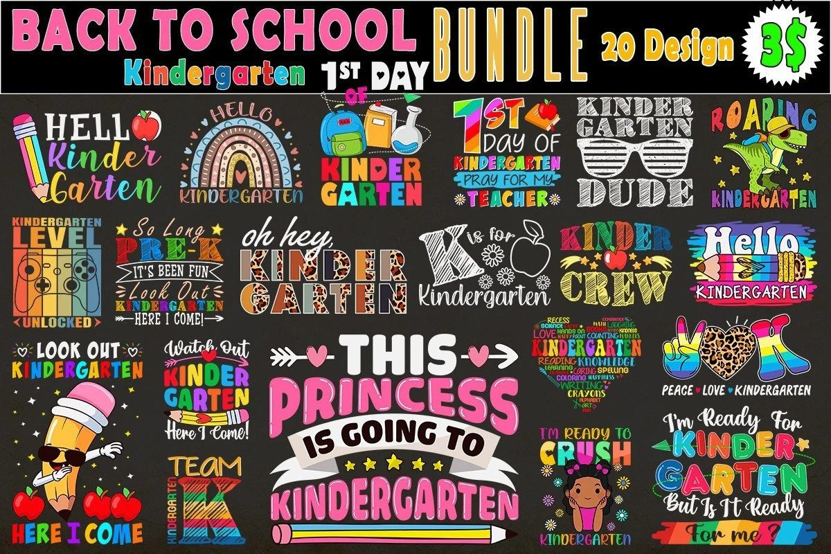 Kindergarten Back to School SVG Bundle SVG design preview