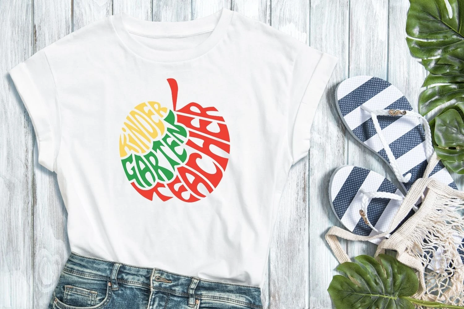 Kindergarten Teacher Apple SVG Cut File, featuring apple and silhouette