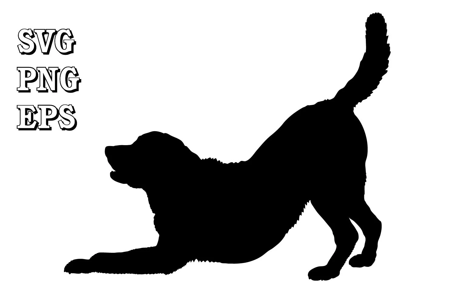 Labrador Stretches Dog Silhouette SVG featuring dog and silhouette