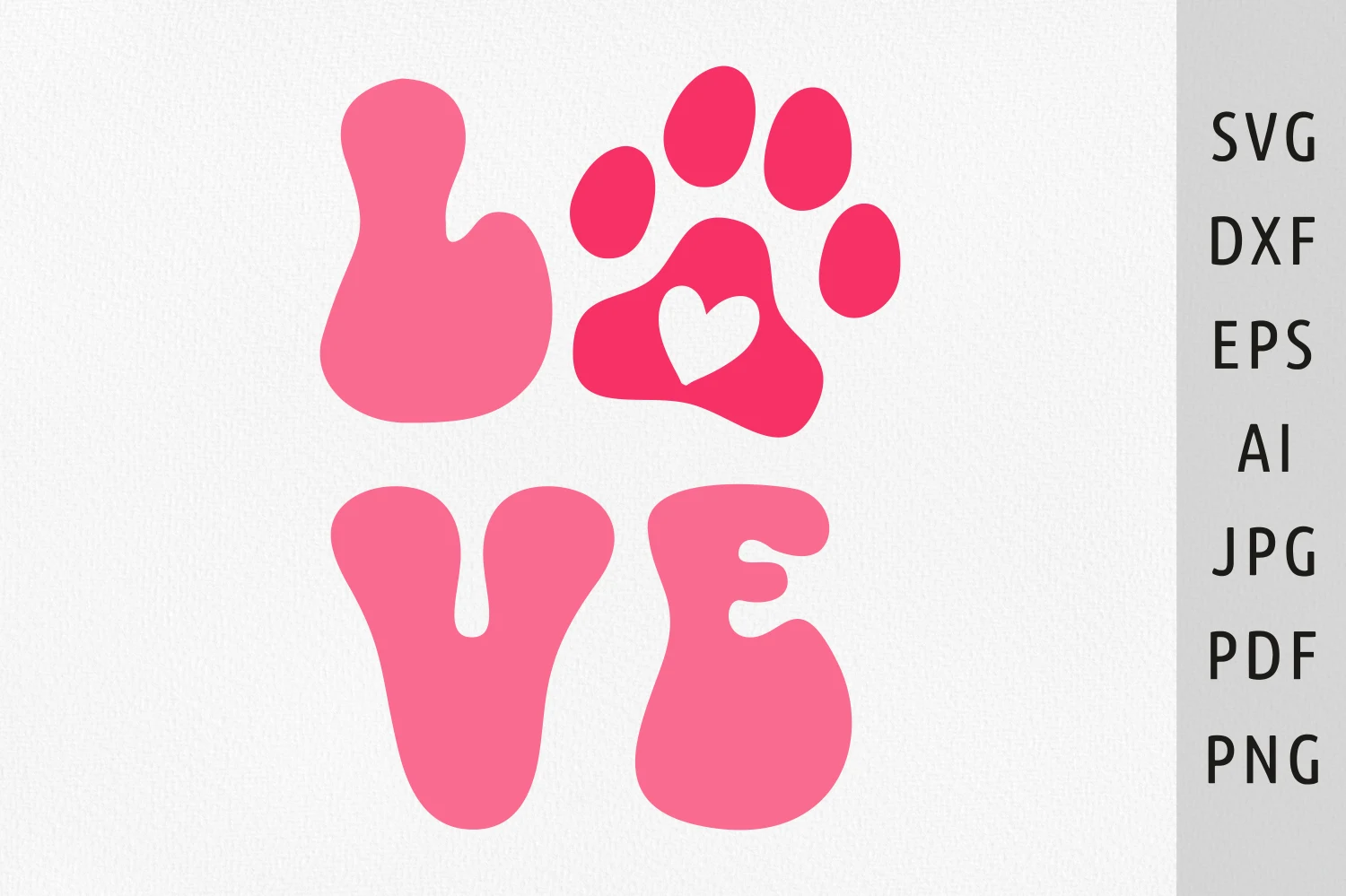 Love Paw Print Svg Love Dog Svg Cat Paw preview showing dogs with silhouette