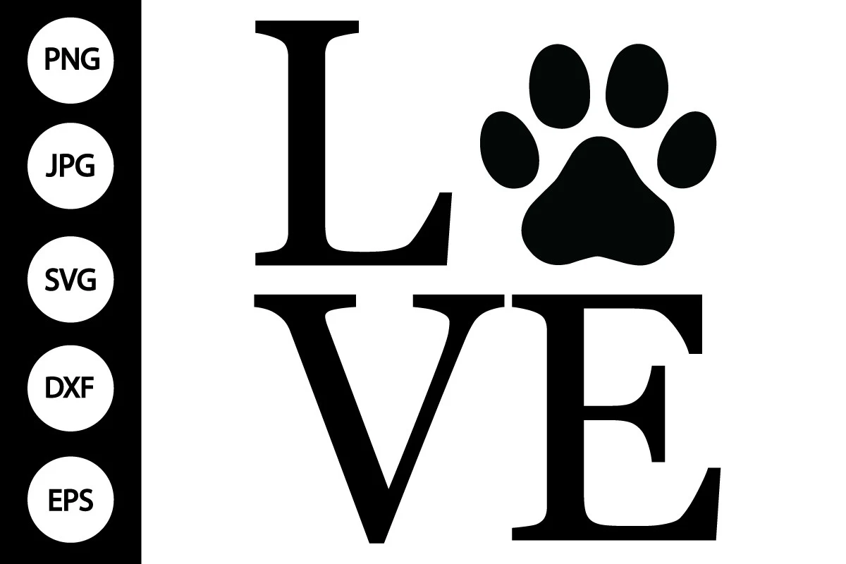 Love with Dog Paw Print SVG featuring paw print and the word love
