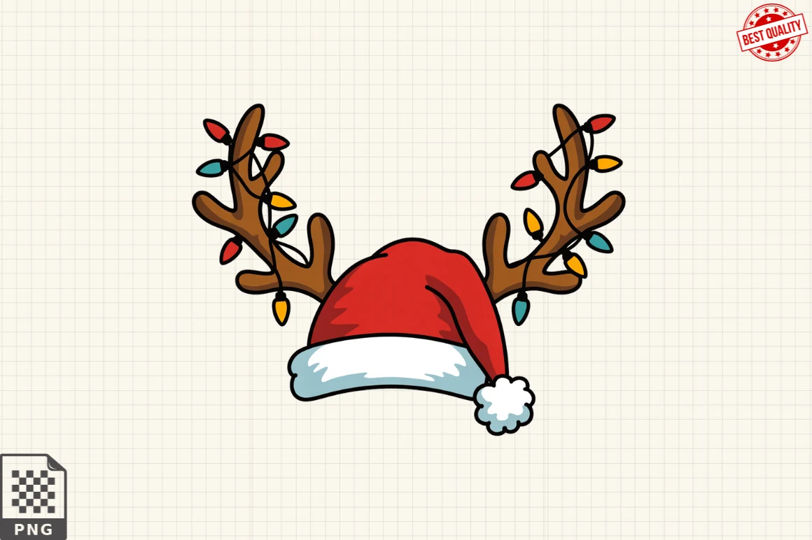 Merry Christmas Hat PNG Clipart,Reindeer preview showing Christmas motifs with composition