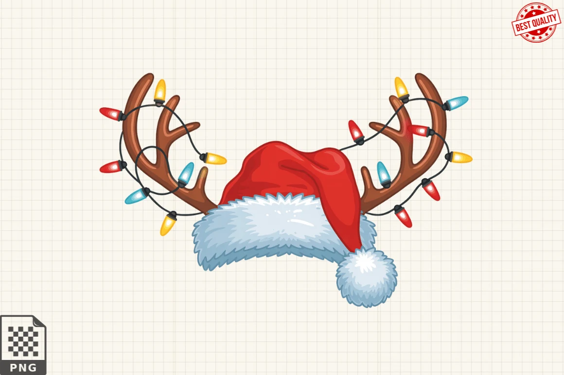 Merry Christmas Hat PNG Clipart,Reindeer preview showing Christmas motifs with composition