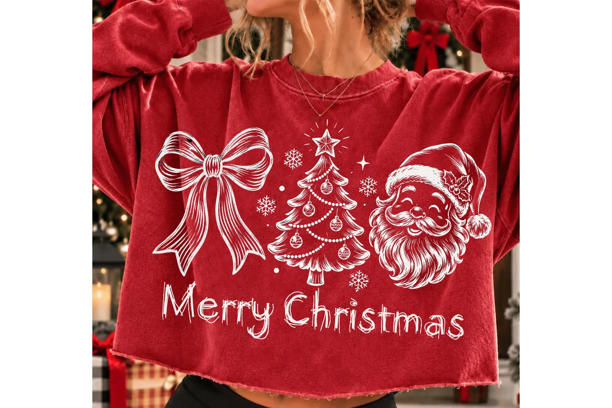 Merry Christmas Png, Coquette Bow Tree preview showing Christmas motifs with composition