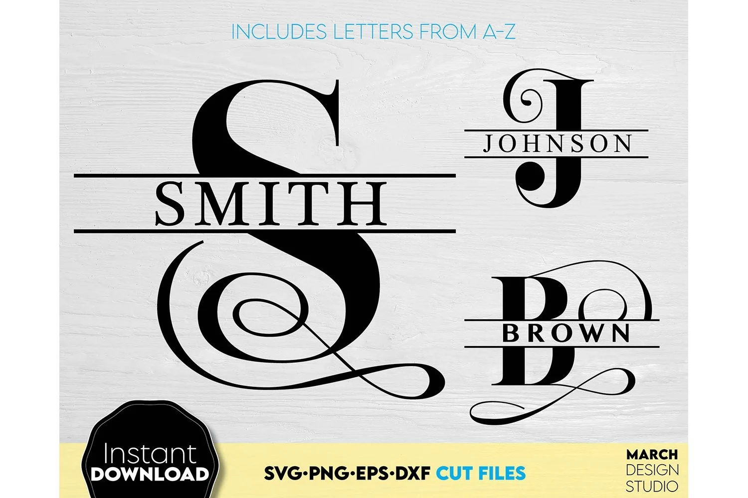 Monogram | Split Monogram SVG | Letters featuring split letter S and split letter J