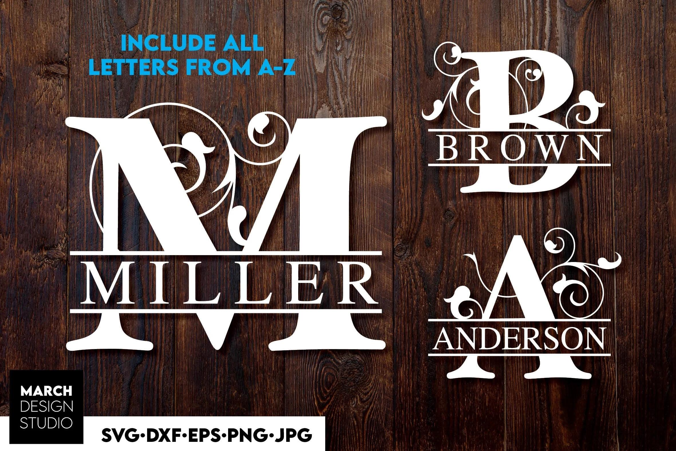 Monogram | Split Monogram SVG | Letters featuring letters and swirls