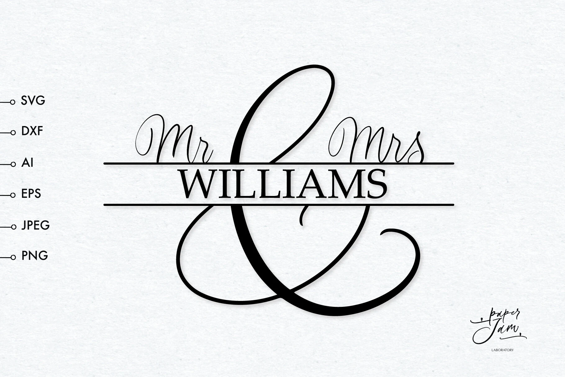 Mr and Mrs SVG Family Split Monogram Svg featuring Ampersand and Split design