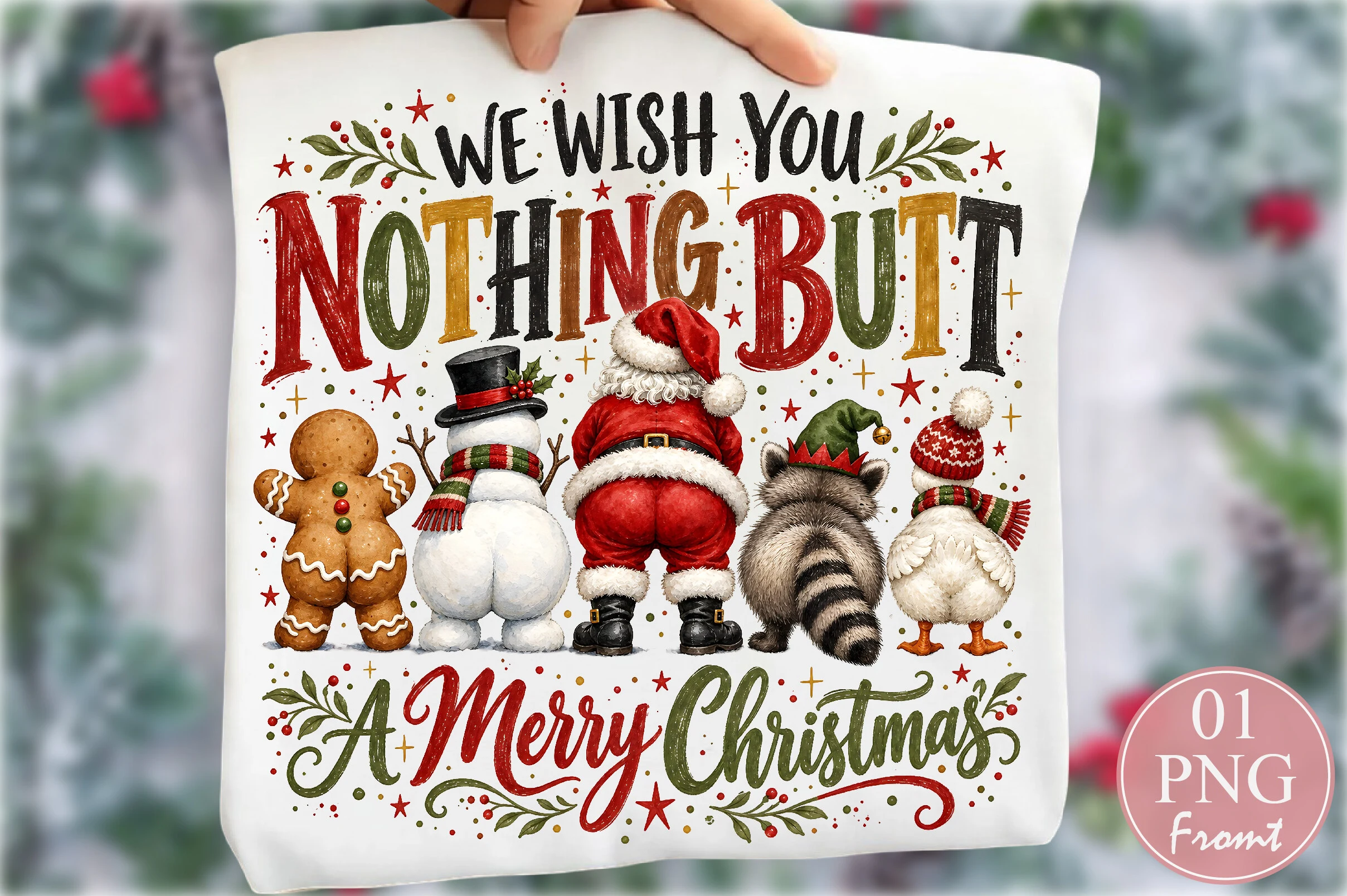 Nothing Butt a Merry Christmas PNG preview showing Christmas motifs with composition