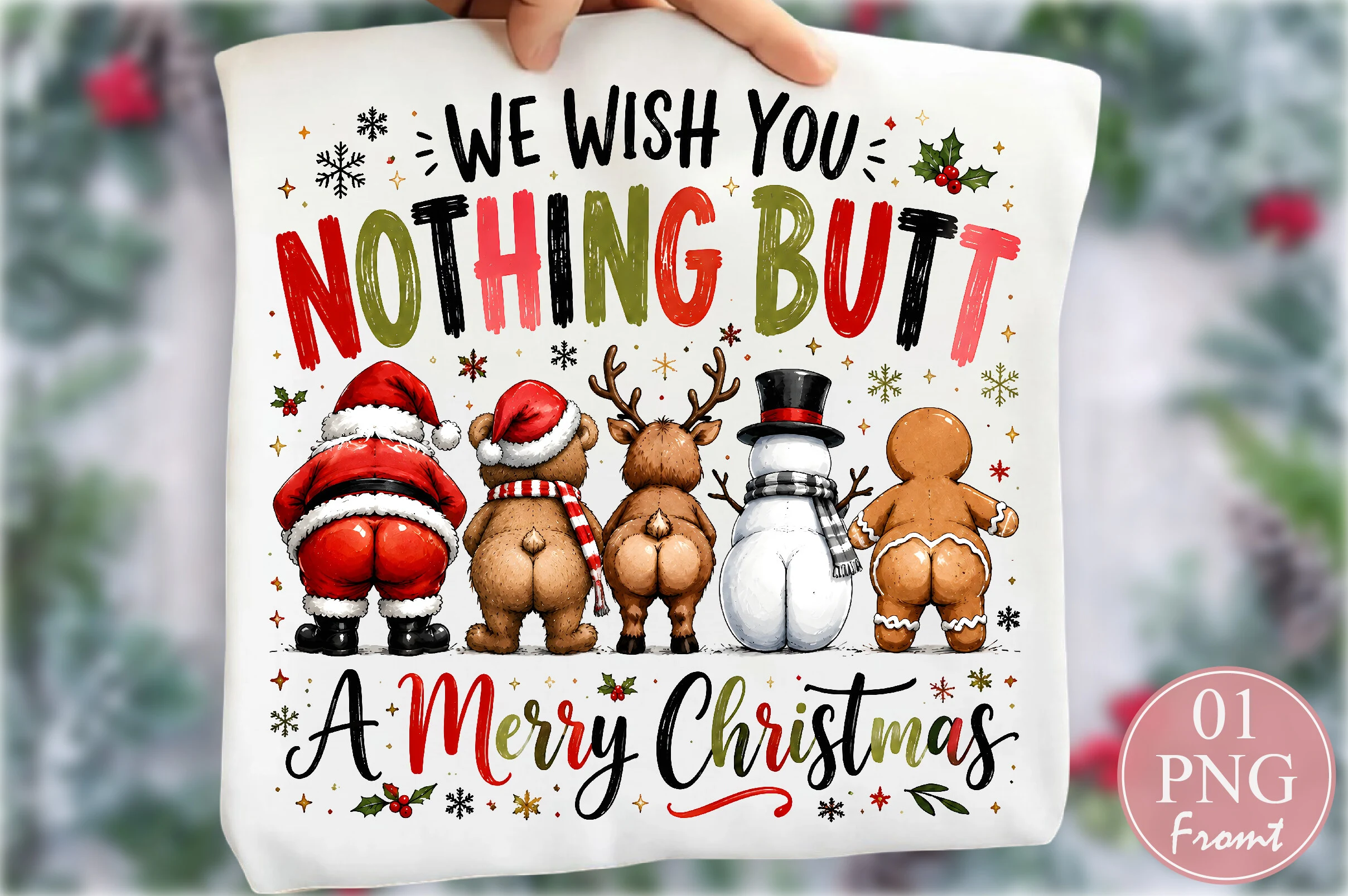 Nothing Butt a Merry Christmas PNG preview showing Christmas motifs with composition