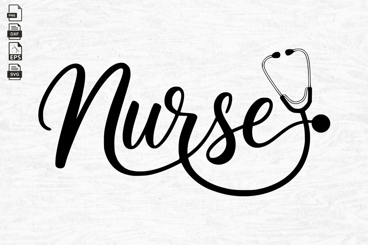 Nurse SVG, Stethoscope Svg, Nurse Word featuring stethoscope and connected lettering