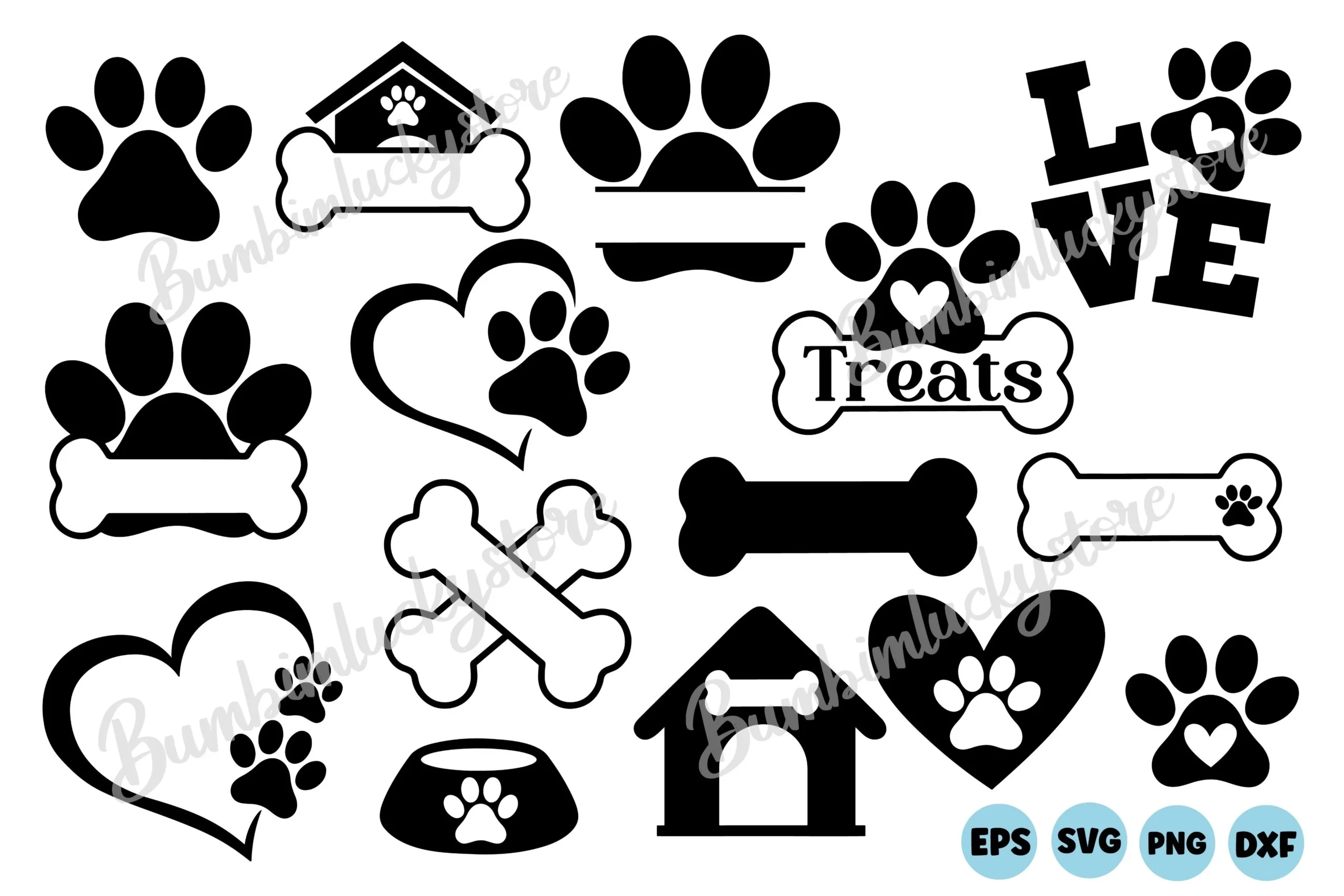 Paw Print SVG Bundle featuring dog paw prints and dog bones