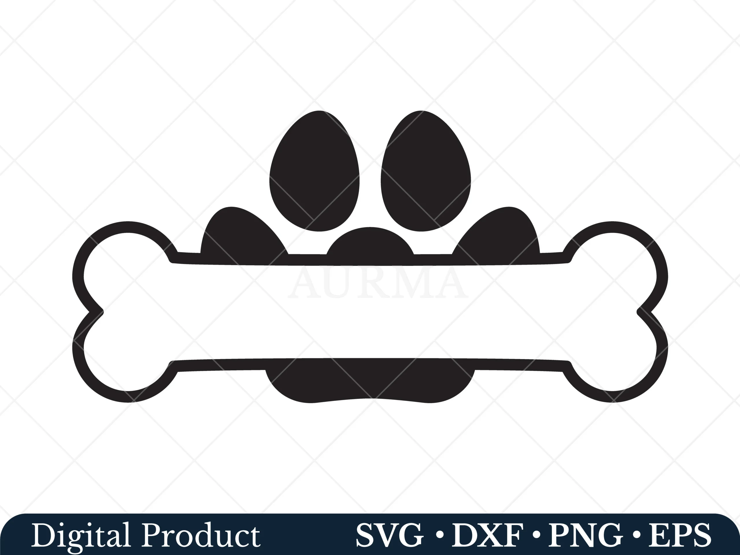 Paw Print Svg, Dog Bone Svg SVG design preview