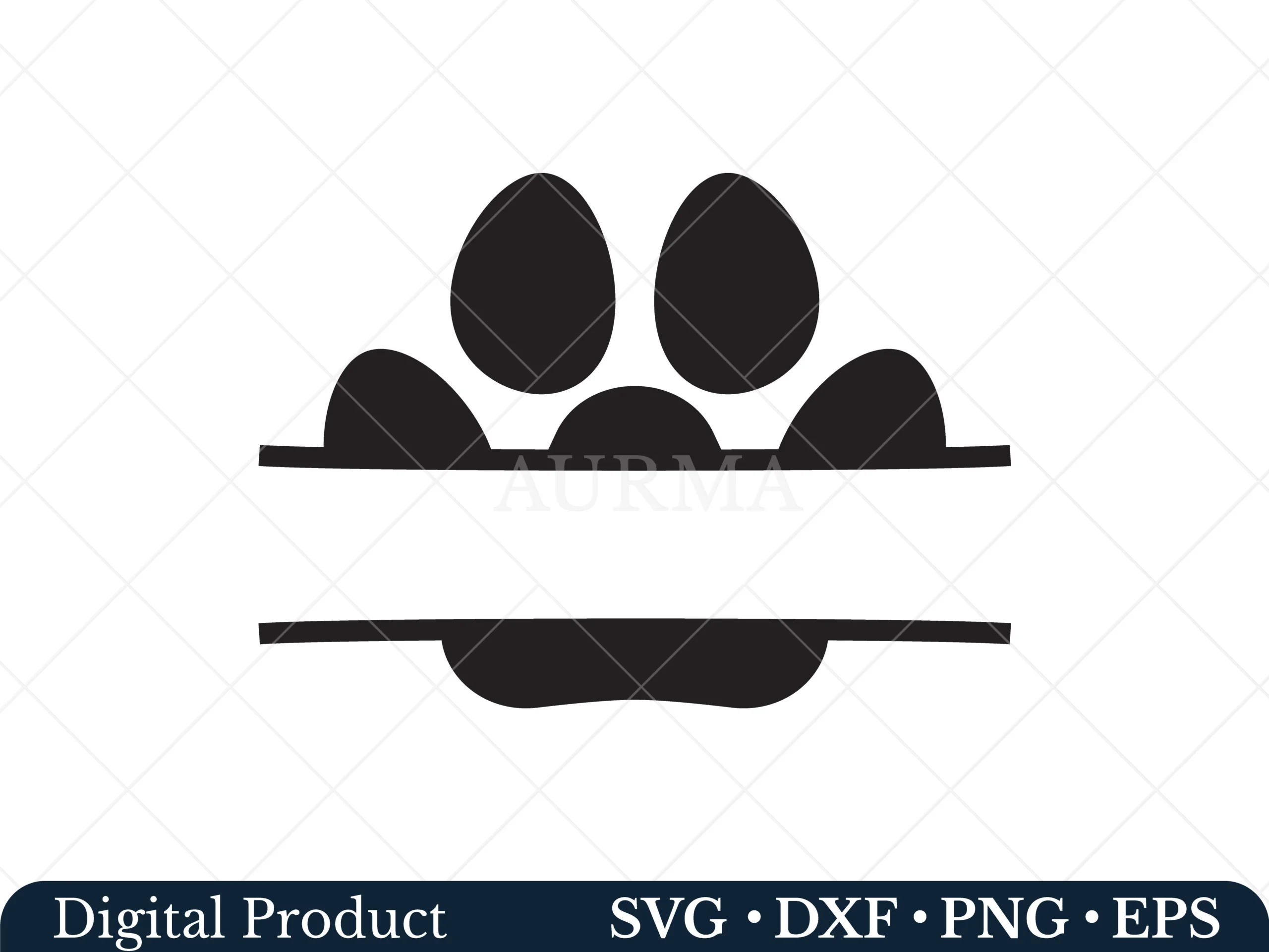 Paw Print Svg, Dog Bone Svg featuring paw print and split design