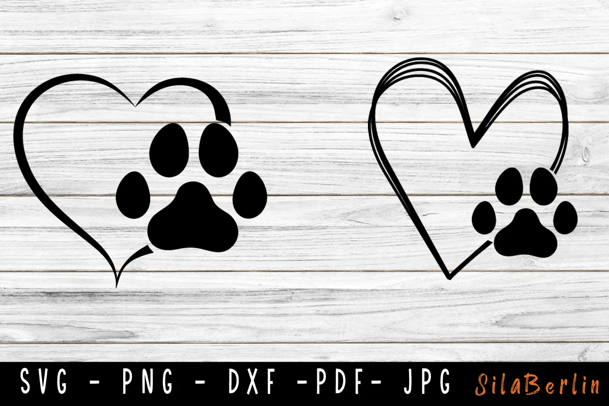 Paw Print Svg, Paw Heart Svg, Dog Lover featuring heart and paw print